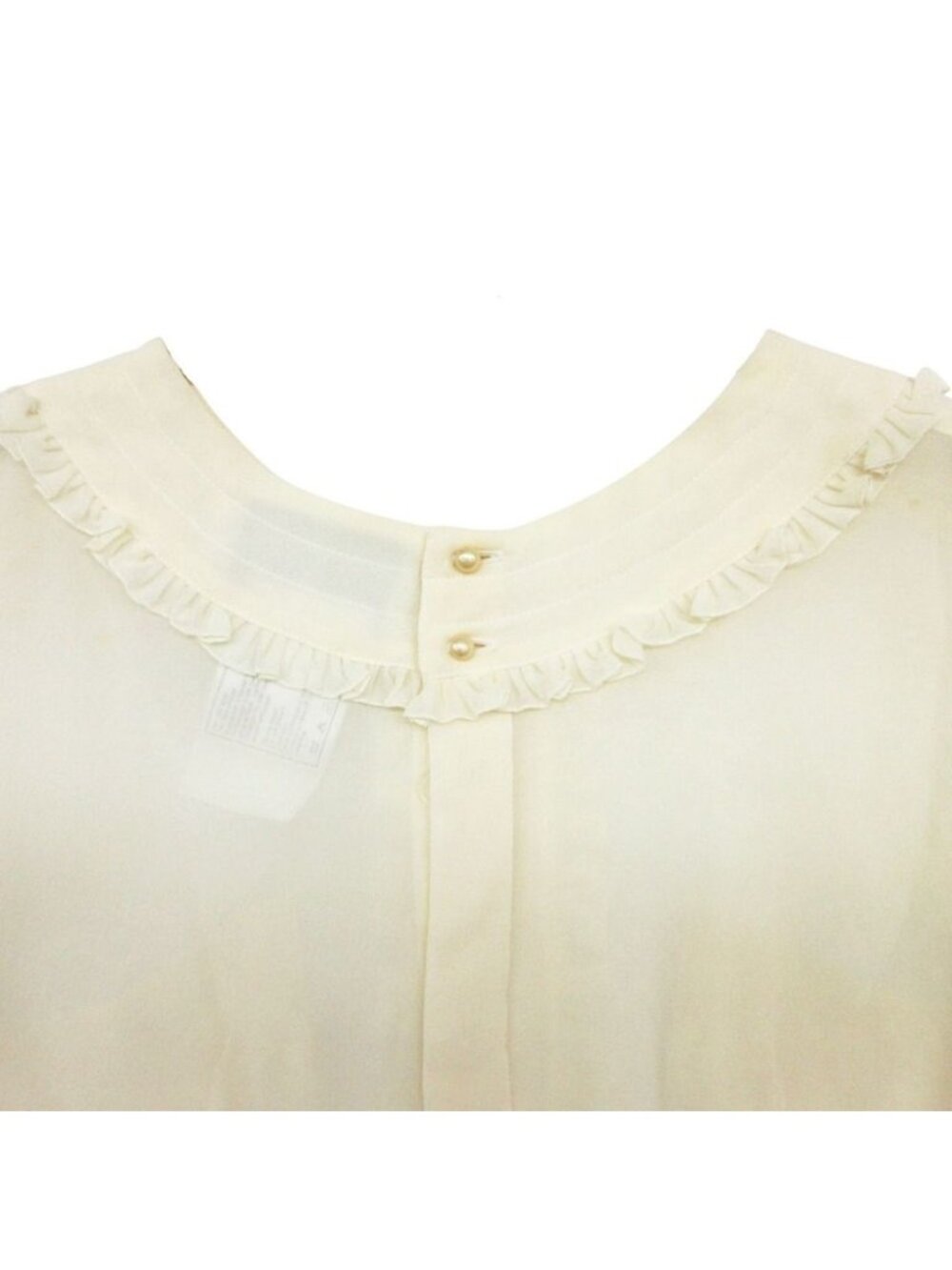 Chanel Blouse Ensemble Silk 100% Sheer Long Sleeve Shirt Camisole Top Ivory - Picture 6 of 10